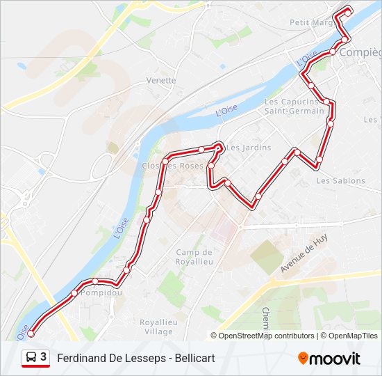 3 Bus Line Map