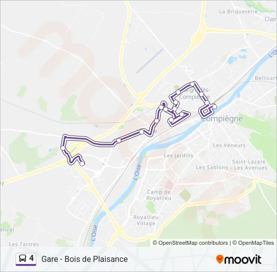 Plan de la ligne 4 de bus