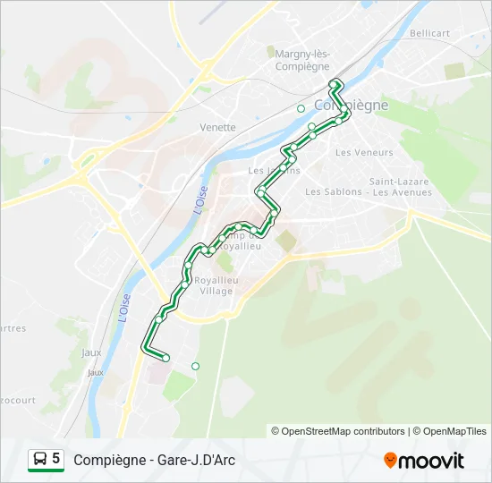 Plan de la ligne 5 de bus