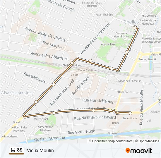 Mapa de 8S de autobús