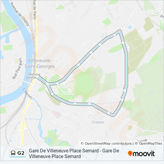 g2 route schedules stops maps gare de villeneuve place semard