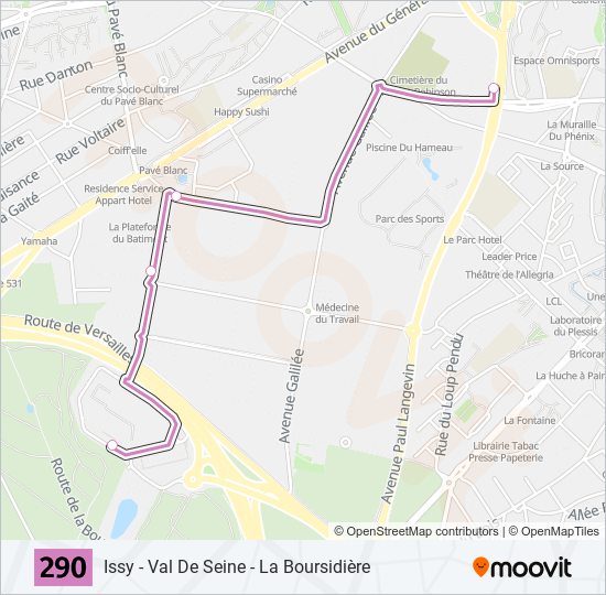Plan de la ligne 290 de bus