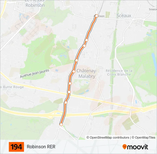 Plan de la ligne 194 de bus