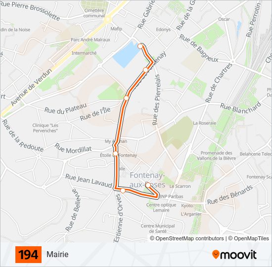 Mapa de 194 de autobús