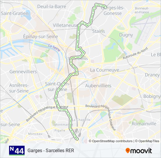 N44 bus Line Map