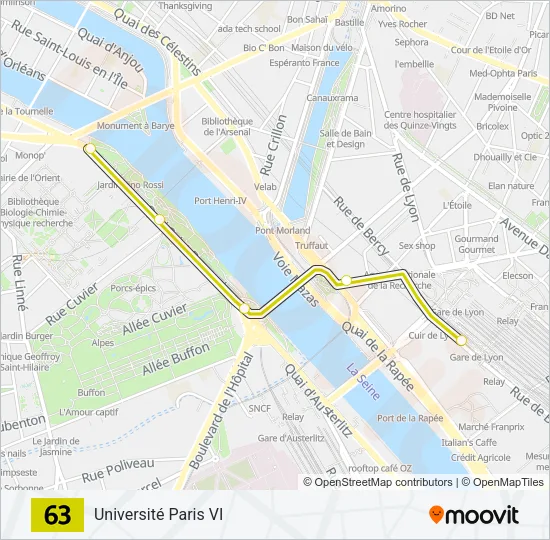 Plan de la ligne 63 de bus