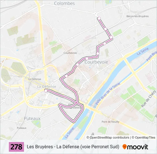 Plan de la ligne 278 de bus
