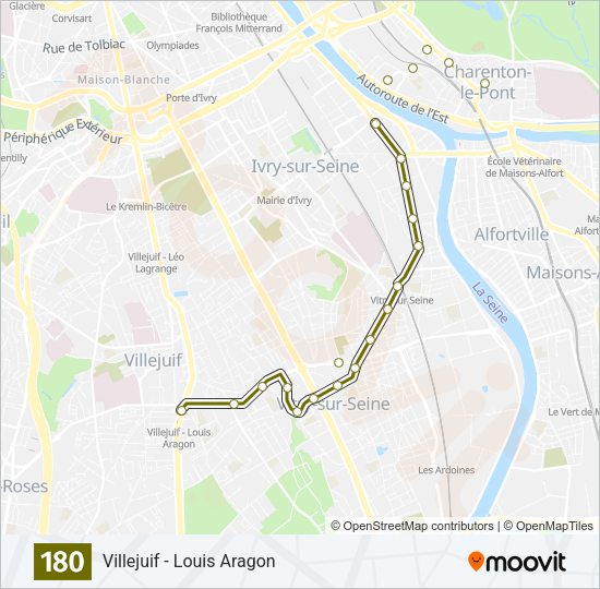 Plan de la ligne 180 de bus