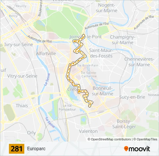 281 Bus Line Map