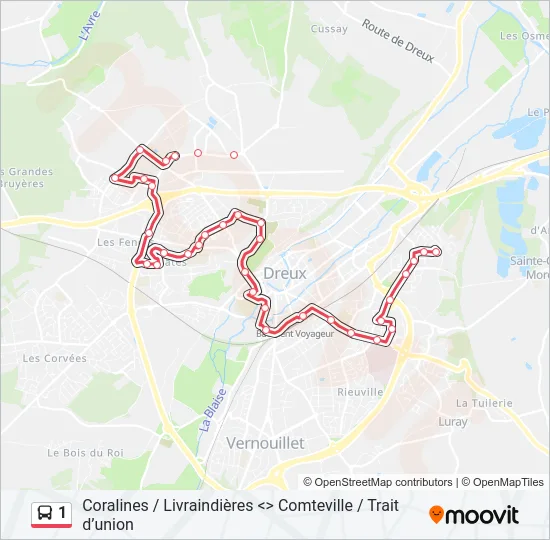 1 Bus Line Map