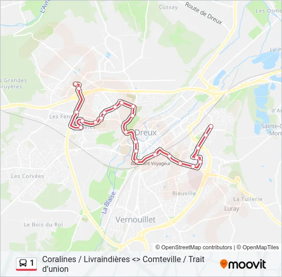 1 Bus Line Map