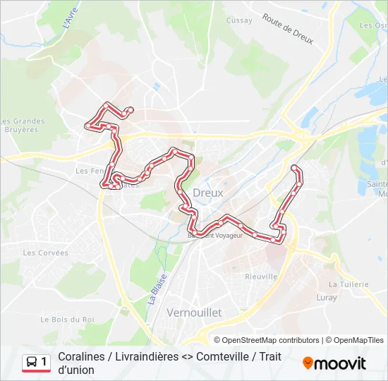1 Bus Line Map