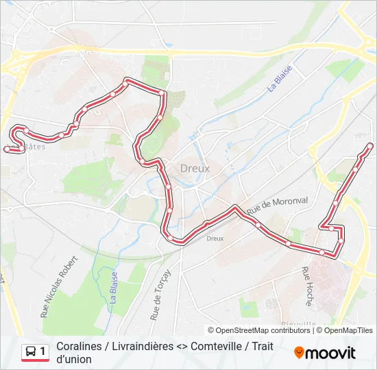 1 Bus Line Map