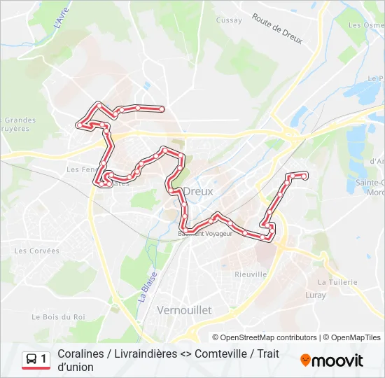 1 Bus Line Map