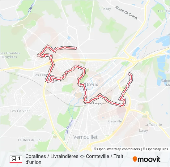 1 Bus Line Map