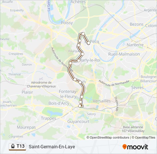 Plan de la ligne T13 de tram