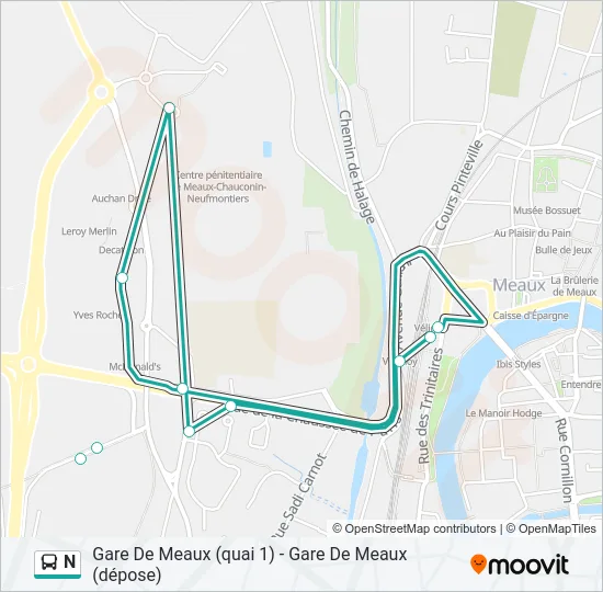 N Bus Line Map