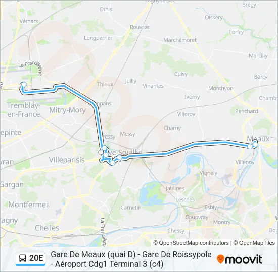 20E Bus Line Map