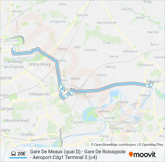 20E Bus Line Map