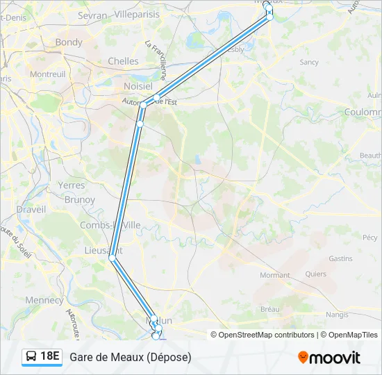 18E Bus Line Map