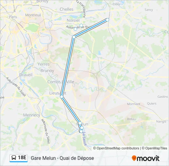 18E Bus Line Map