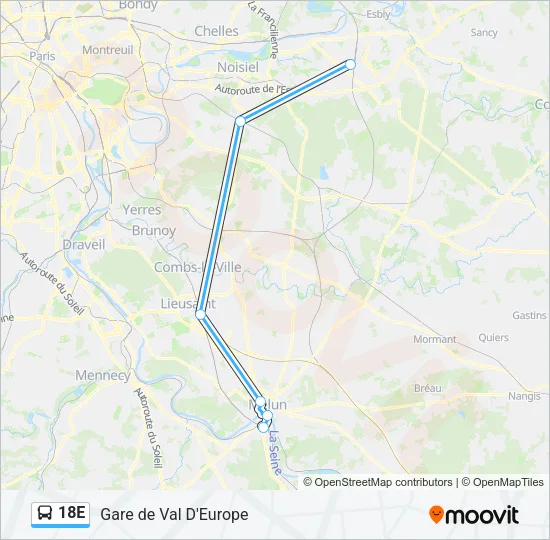 18E Bus Line Map
