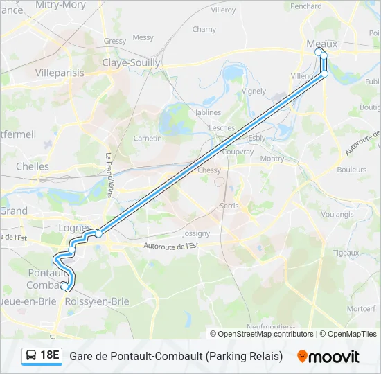 18E Bus Line Map