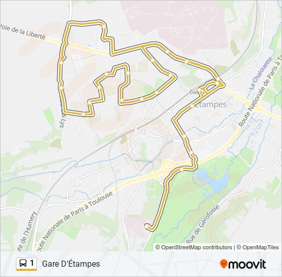 Plan de la ligne 1 de bus