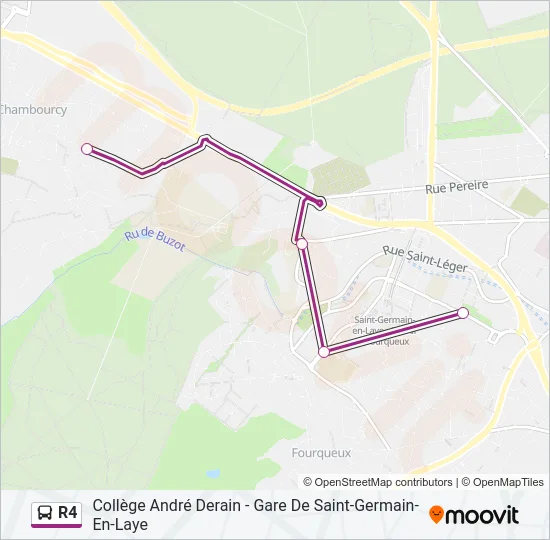 Plan de la ligne R4 de bus