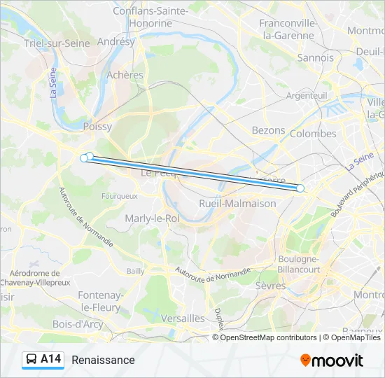 A14 Bus Line Map