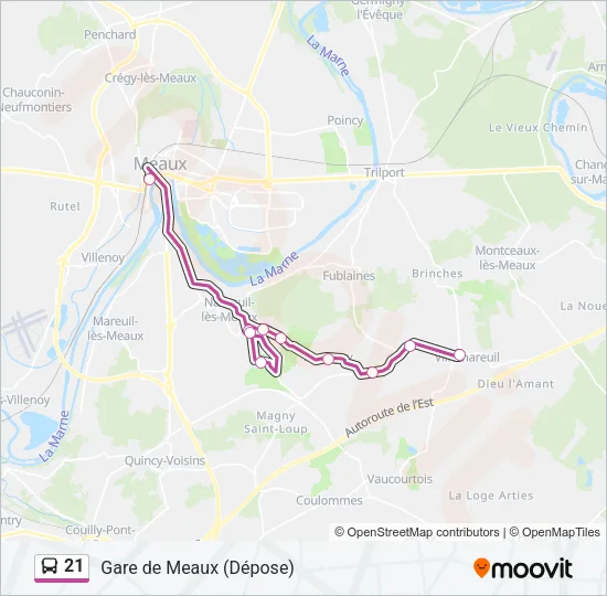 21 Bus Line Map