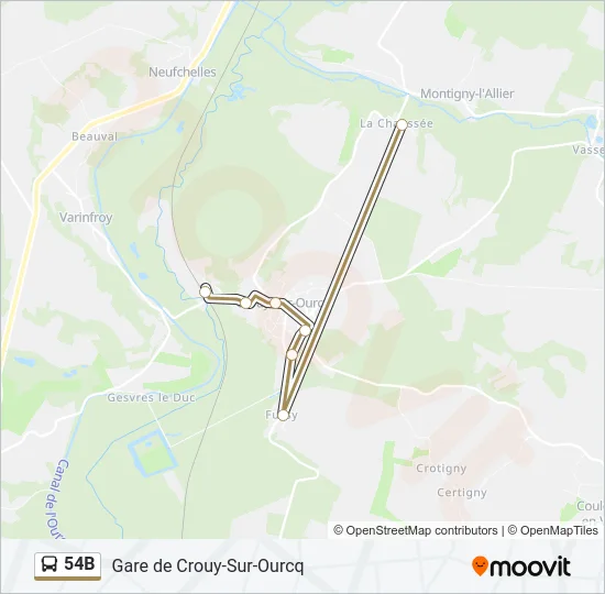 54B Bus Line Map