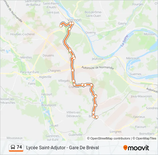 74 Bus Line Map