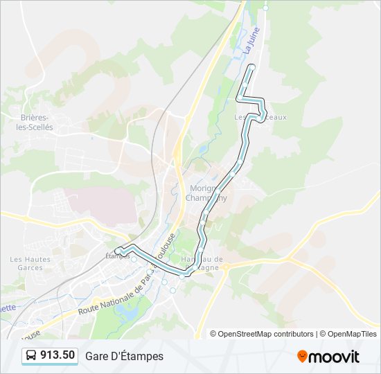 Plan de la ligne 913.50 de bus