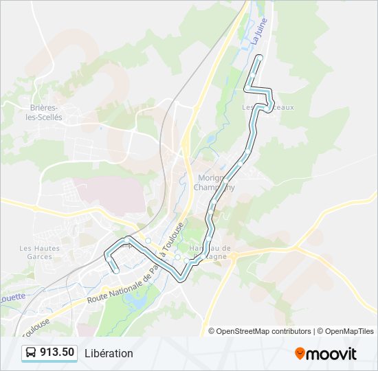 Plan de la ligne 913.50 de bus