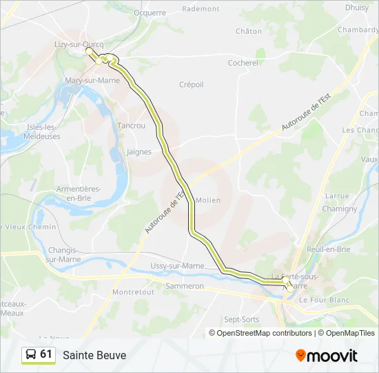 61 Bus Line Map
