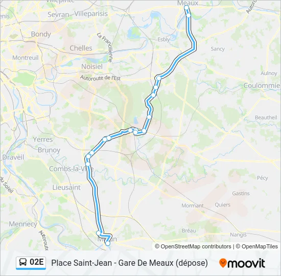 02E Bus Line Map