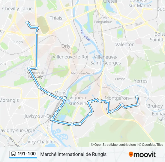 191-100 Bus Line Map