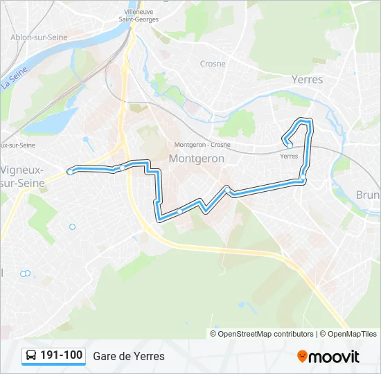 191-100 Bus Line Map