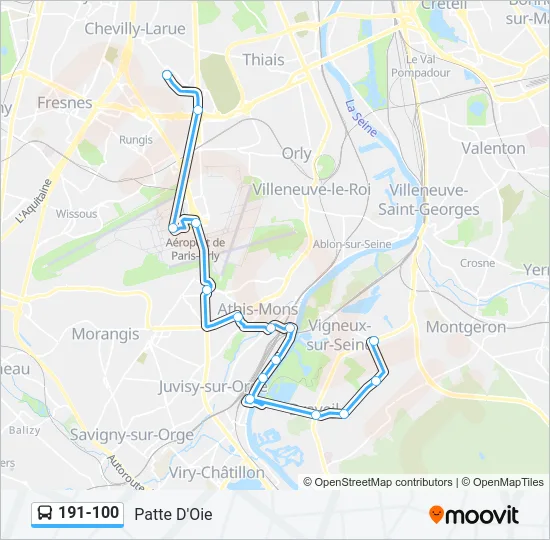 191-100 Bus Line Map