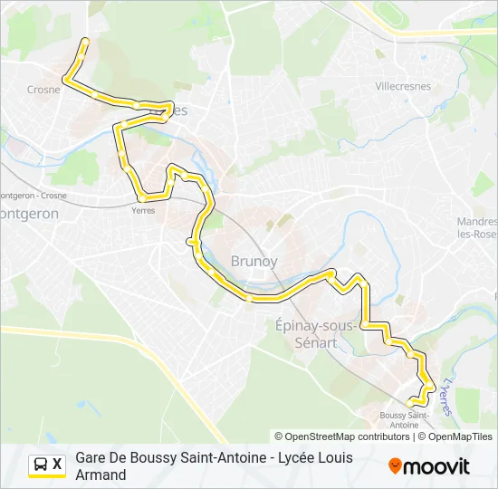 X Bus Line Map