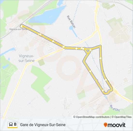 Plan de la ligne B de bus