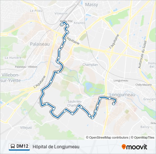 Plan de la ligne DM12 de bus