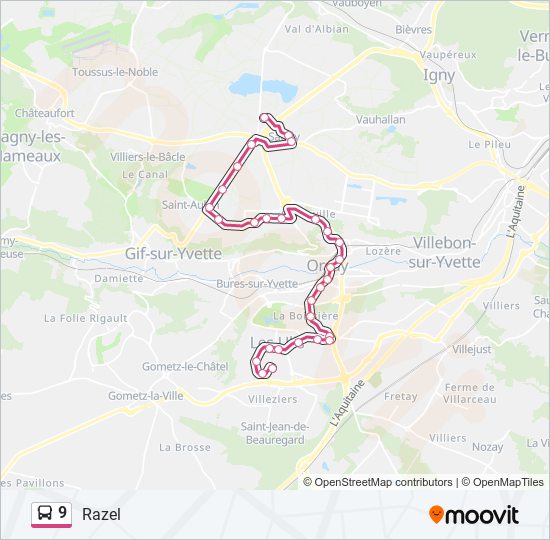 9 bus Line Map