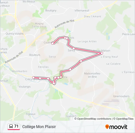 71 Bus Line Map