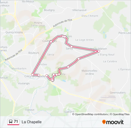 71 Bus Line Map