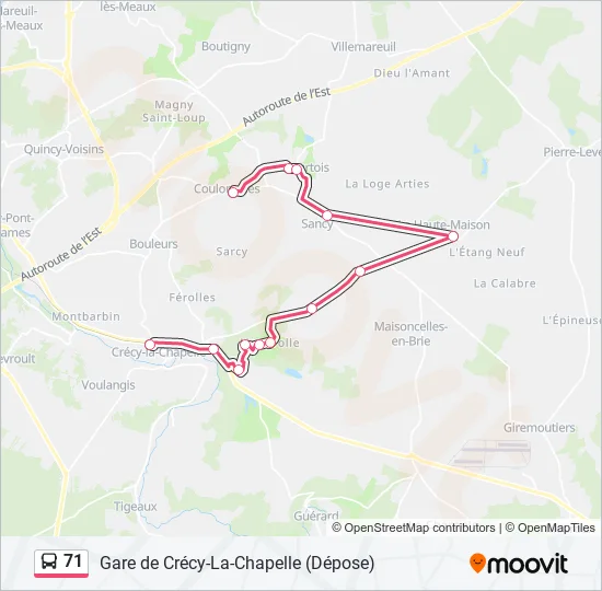 71 Bus Line Map
