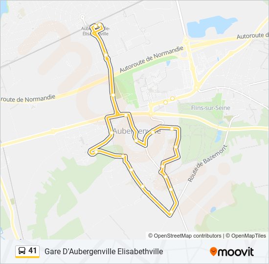 Plan de la ligne 41 de bus