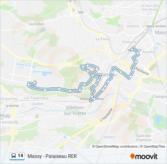 14 Route: Schedules, Stops & Maps - Massy - Palaiseau RER (Updated)