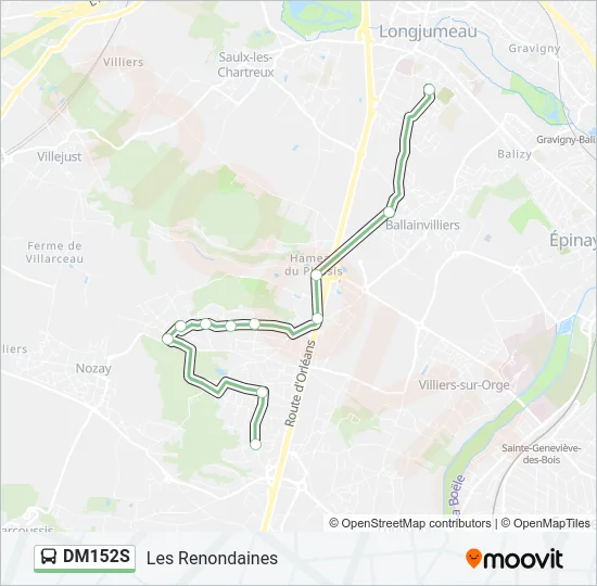 Plan de la ligne DM152S de bus